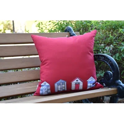 E By Design Nantucket Outdoor Square Pillow Cover And Insert In Red