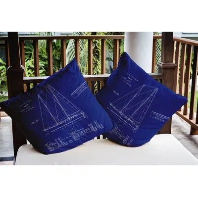 E By Design Nantucket Sail Plan Print Outdoor Square Pillow Cover And Insert
