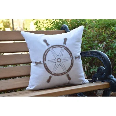 E By Design Nantucket Ship Wheel Outdoor Square Pillow Cover & Insert In Ivory