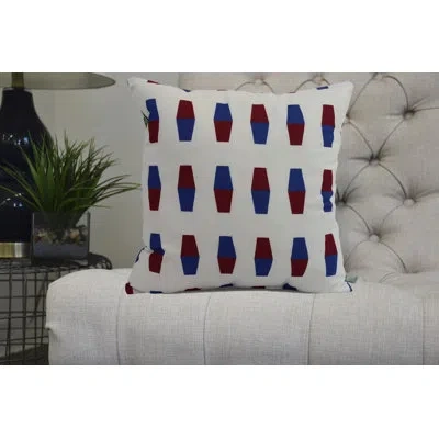 E By Design Nantucket Square Pillow Cover & Insert In Red
