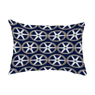 E By Design Nautical Geo Lines Outdoor Rectangular Pillow Cover & Insert In Navy