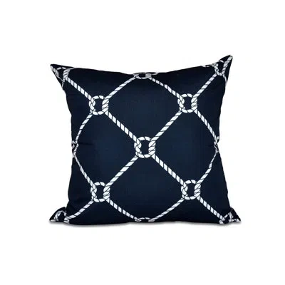 E By Design Nautical Nights Ahoy Square Pillow Cover & Insert In Navy Blue