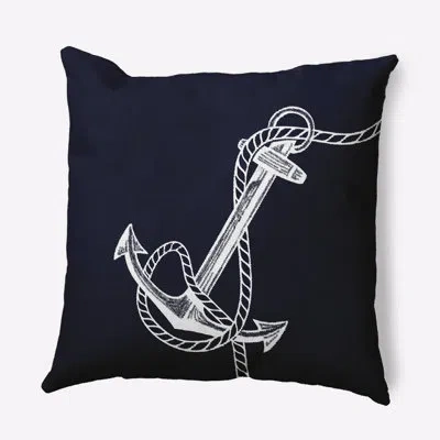E By Design Nautical Nights Anchor & Rope Outdoor Pillow Cover & Insert In Navy Blue