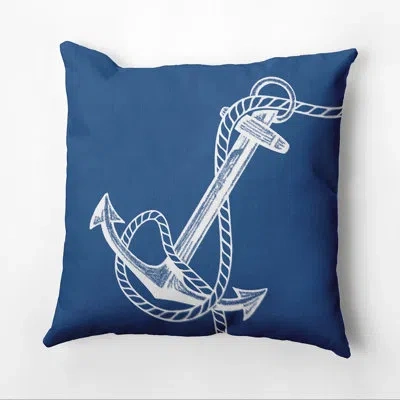 E By Design Nautical Nights Anchor & Rope Square Pillow Cover & Insert In Blue
