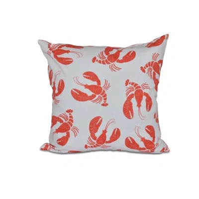 E By Design Nautical Nights Lobster Fest Coastal Outdoor Square Throw Pillow In Orange