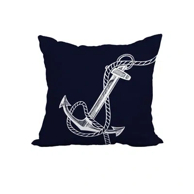E By Design Nautical Print Square Pillow Cover & Insert In Navy Blue