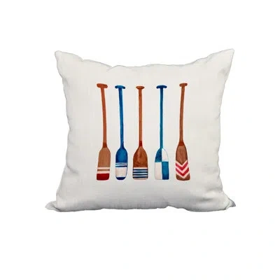 E By Design Oar Multi Painted Square Pillow Cover & Insert In Ivory