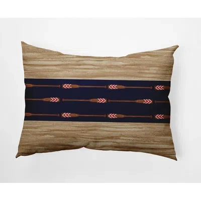 E By Design Oar Stripe Center Rectangular Cotton Pillow Cover And Insert In Navy