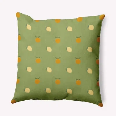 E By Design Oranges And Lemons Pattern Decorative Throw Pillow In Moss,light Yellow,orange