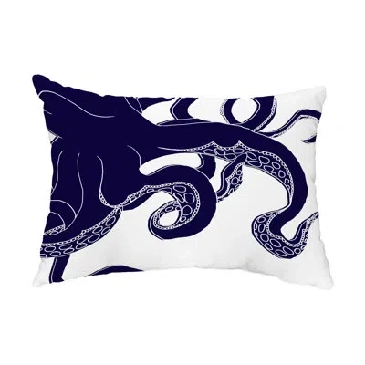E By Design Outdoor Pillow Cover & Insert In Navy Blue