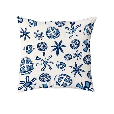 E By Design Outdoor Rectangular Cotton Pillow Cover & Insert In Navy Blue