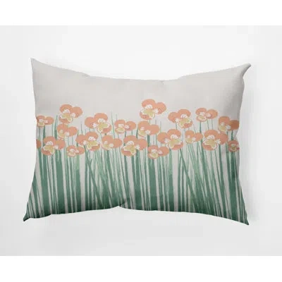 E By Design Outdoor Rectangular Cotton Pillow Cover & Insert In Orange