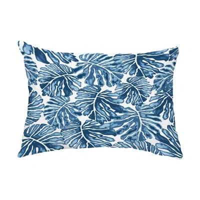 E By Design Outdoor Rectangular Lumbar Pillow Cover & Insert In Blue