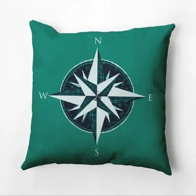E By Design Outdoor Square Pillow Cover & Insert In Green