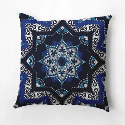 E By Design Outdoor Square Pillow Cover & Insert In Navy Blue