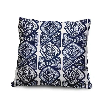 E By Design Outdoor Square Pillow Cover & Insert In Navy Blue