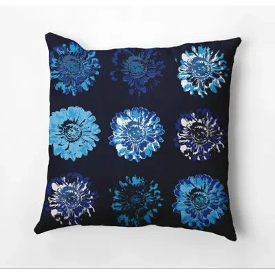 E By Design Outdoor Square Pillow Cover And Insert In Navy Blue