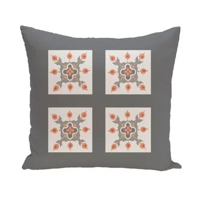 E By Design Outdoor Square Pillow Cover & Insert In Steel Gray