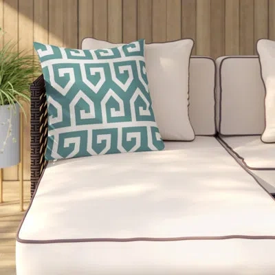 E By Design Outdoor Square Pillow Cover And Insert In Teal