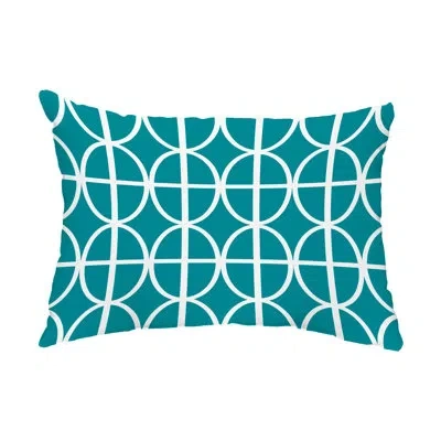 E By Design Ovals And Stripes Outdoor Rectangular Pillow Cover And Insert In Blue