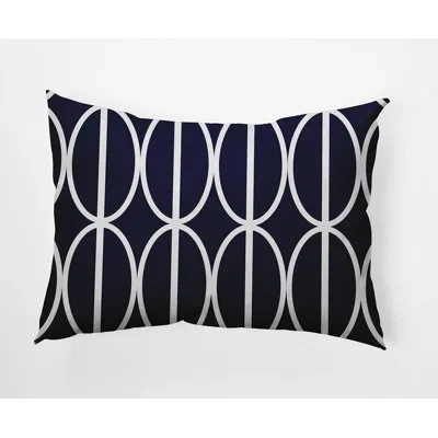 E By Design Ovals Ovals Go Round Rectangular Cotton Pillow Cover & Insert In Navy Blue