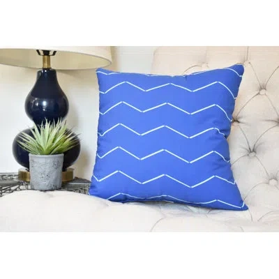 E By Design Palm Beach Chevron Square Pillow Cover & Insert In Royal Blue
