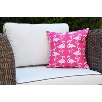 E By Design Palm Beach Flamingo Heart Martini Outdoor Pillow Cover & Insert In Pink,light Pink