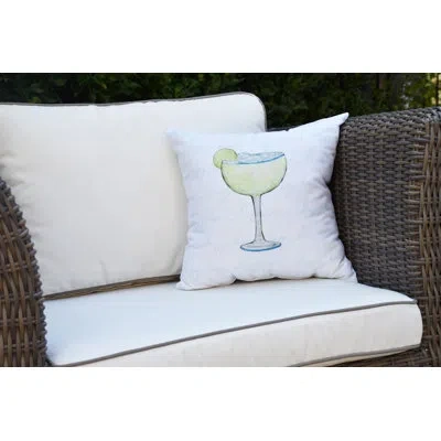 E By Design Palm Beach Margarita Outdoor Square Pillow Cover And Insert In Pale Blue