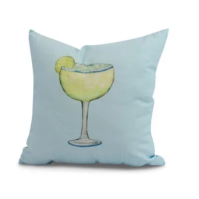 E By Design Palm Beach Margarita Plain Print Outdoor Square Pillow Cover & Insert In Pale Blue