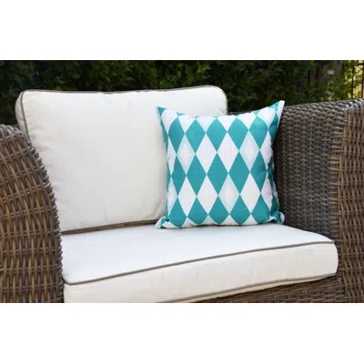E By Design Palm Beach Print Outdoor Geometric Square Pillow Cover & Insert In Blue