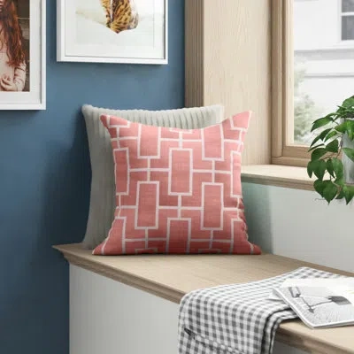 E By Design Palm Beach Square Pillow Cover & Insert In Coral