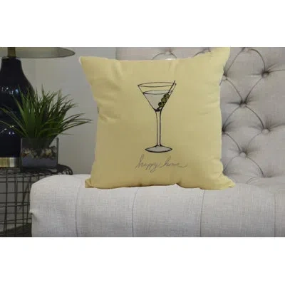 E By Design Palm Beach Square Pillow Cover & Insert In Yellow