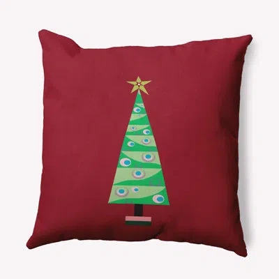 E By Design Patchwork Polyester Indoor/outdoor Throw Pillow In Red