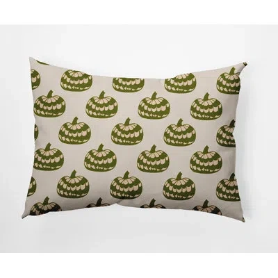 E By Design Patterned Pumpkins Decorative Throw Pillow Rectangle In Olive