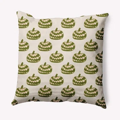 E By Design Patterned Pumpkins Decorative Throw Pillow Square In Olive