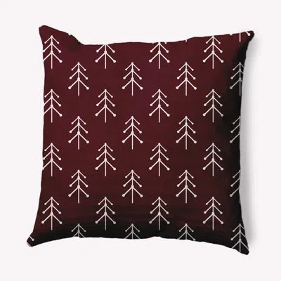 E By Design Patterned Trees Winter Soft Spun Polyester Decorative Throw Pillow In Burgandy