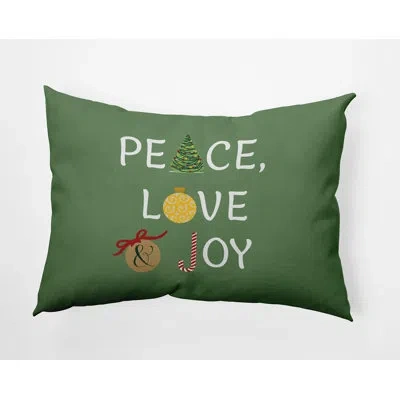 E By Design Peace Love Joy Accent Pillow In Green