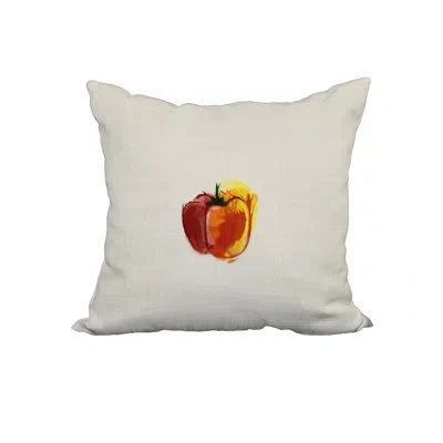 E By Design Pepper Floral Print Square Cotton Pillow Cover & Insert In Red