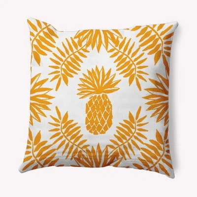 E By Design Pineapple Leaves Decorative Throw Pillow In Mango