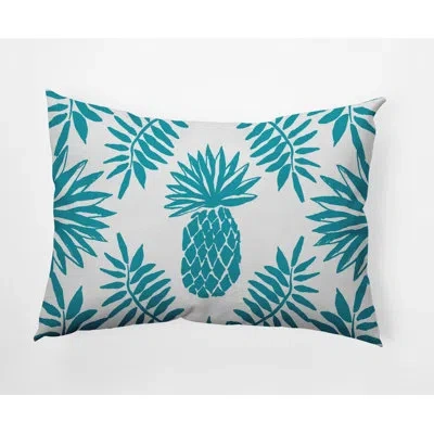 E By Design Pineapple Leaves Indoor/outdoor Lumbar Throw Pillow In Explorer Blue