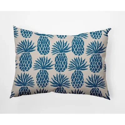 E By Design Pineapple Stripes Decorative Throw Pillow Rectangle In Autumn Blue
