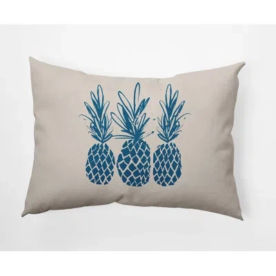 E By Design Pineapples Decorative Throw Pillow Rectangle In Autumn Blue