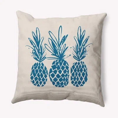 E By Design Pineapples Indoor/outdoor Throw Pillow In Autumn Blue