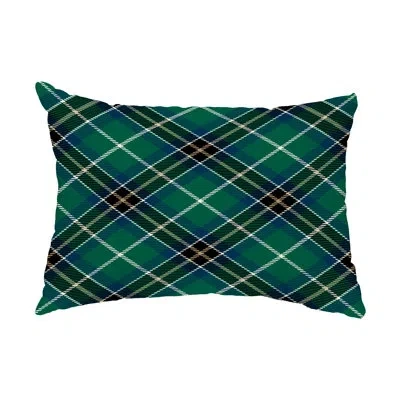 E By Design Plaid Indoor/outdoor Lumbar Pillow In Blue