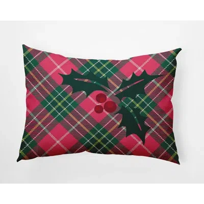 E By Design Plaid Polyester Throw Pillow In Pink;pink