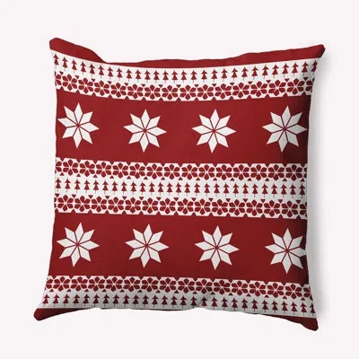 E By Design Poinsettia Charm Indoor/outdoor Throw Pillow In Red