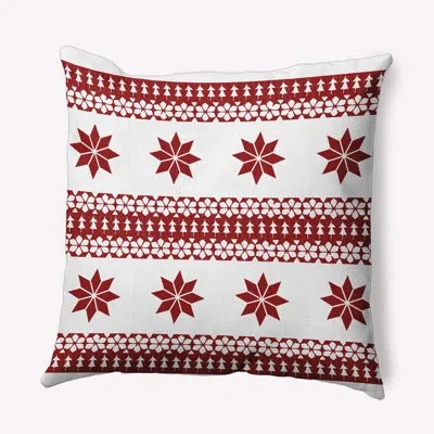 E By Design Poinsettia Charm Indoor/outdoor Throw Pillow In White
