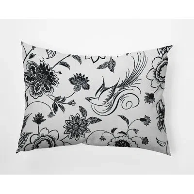 E By Design Polyester Lumbar Rectangular Indoor/outdoor Pillow Cover & Insert In Black