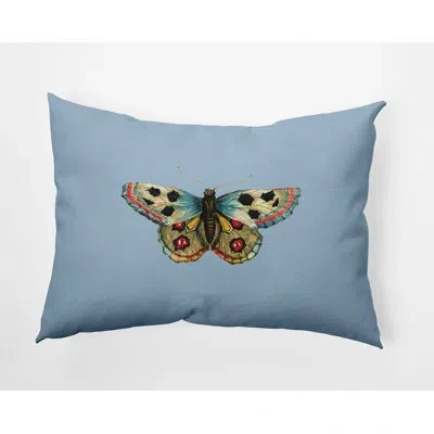 E By Design Polyester Lumbar Rectangular Indoor/outdoor Pillow Cover & Insert In Blue