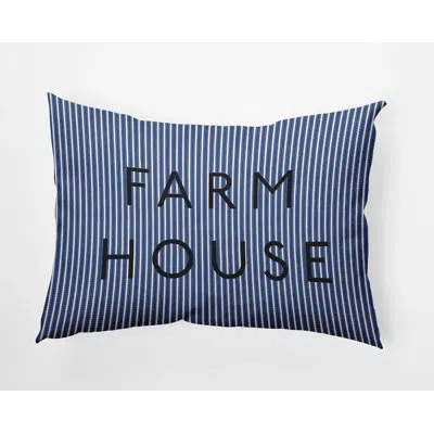 E By Design Polyester Lumbar Rectangular Indoor/outdoor Pillow Cover & Insert In Navy